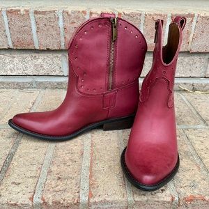 Lucky Brand ChantelX Leather Red-Toe stacked block heel cowboy boot Women’s 7